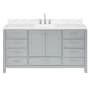Ariel Cambridge 66" Free Standing Single Basin Vanity Set with Cabinet, Quartz Vanity Top, and Rectangular Bathroom Sink Grey