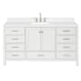 Ariel Cambridge 66" Free Standing Single Basin Vanity Set with Cabinet, Quartz Vanity Top, and Rectangular Bathroom Sink White
