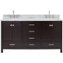 Ariel Cambridge 66" Thick Carrara Marble Vanity Top Espresso