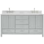 Ariel Cambridge 66" Thick Carrara Marble Vanity Top Grey