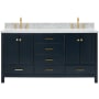 Ariel Cambridge 66" Thick Carrara Marble Vanity Top Midnight Blue
