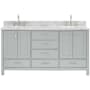 Ariel Cambridge 67" Free Standing Double Basin Vanity Set with Cabinet and Marble Vanity Top Grey