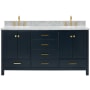 Ariel Cambridge 67" Free Standing Double Basin Vanity Set with Cabinet and Marble Vanity Top Midnight Blue