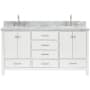 Ariel Cambridge 67" Free Standing Double Basin Vanity Set with Cabinet and Marble Vanity Top White