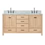 Ariel Cambridge 67" Free Standing Double Basin Vanity Set with Cabinet and Marble Vanity Top Oak / Carrara Marble Top / Matte Black Hardware