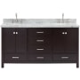 Ariel Cambridge 67" Free Standing Double Basin Vanity Set with Cabinet and Marble Vanity Top Espresso