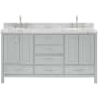 Ariel Cambridge 67" Free Standing Double Basin Vanity Set with Cabinet and Marble Vanity Top Grey