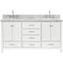 Ariel Cambridge 67" Free Standing Double Basin Vanity Set with Cabinet and Marble Vanity Top White