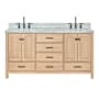 Ariel Cambridge 67" Free Standing Double Basin Vanity Set with Cabinet and Marble Vanity Top Oak / Carrara Marble Top / Matte Black Hardware