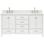 Ariel Cambridge 67" Free Standing Double Oval Basin Vanity Set with Cabinet and 1-1/2" Thick White Quartz Vanity Top White