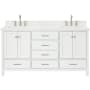 Ariel Cambridge 67" Free Standing Double Rectangular Basin Vanity Set with Cabinet and 1-1/2" Thick White Quartz Vanity Top White