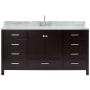 Ariel Cambridge 66" Thick Carrara Marble Vanity Top Espresso