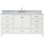 Ariel Cambridge 66" Thick Carrara Marble Vanity Top White