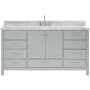 Ariel Cambridge 67" Free Standing Single Oval Basin Vanity Set with Cabinet and 1-1/2" Thick Carrara Marble Vanity Top Grey