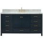 Ariel Cambridge 67" Free Standing Single Oval Basin Vanity Set with Cabinet and 1-1/2" Thick Carrara Marble Vanity Top Midnight Blue