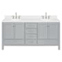 Ariel Cambridge 72" Free Standing Double Basin Vanity Set with Cabinet, Quartz Vanity Top, and Oval Bathroom Sink Grey