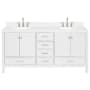 Ariel Cambridge 72" Free Standing Double Basin Vanity Set with Cabinet, Quartz Vanity Top, and Oval Bathroom Sink White