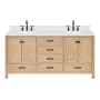 Ariel Cambridge 72" Free Standing Double Basin Vanity Set with Cabinet, Quartz Vanity Top, and Oval Bathroom Sink Oak