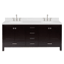 Ariel Cambridge 72" Free Standing Double Basin Vanity Set with Cabinet, Quartz Vanity Top, and Rectangular Bathroom Sink Espresso