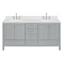 Ariel Cambridge 72" Free Standing Double Basin Vanity Set with Cabinet, Quartz Vanity Top, and Rectangular Bathroom Sink Grey
