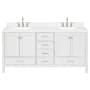 Ariel Cambridge 72" Free Standing Double Basin Vanity Set with Cabinet, Quartz Vanity Top, and Rectangular Bathroom Sink White