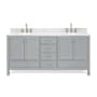 Ariel Cambridge 72" Free Standing Double Basin Vanity Set with Cabinet, Marble Vanity Top, and Oval Bathroom Sink Grey