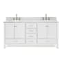 Ariel Cambridge 72" Free Standing Double Basin Vanity Set with Cabinet, Marble Vanity Top, and Oval Bathroom Sink White