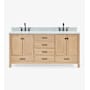 Ariel Cambridge 73" Free Standing Double Basin Vanity Set with Cabinet and Marble Vanity Top Oak / Carrara Marble Top / Matte Black Hardware