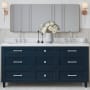 Ariel Monroe 72" Free Standing Double Basin Vanity Set with Cabinet and Quartz Vanity Top Midnight Blue