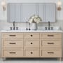 Ariel Monroe 72" Free Standing Double Basin Vanity Set with Cabinet and Quartz Vanity Top White Oak