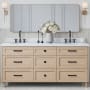 Ariel Monroe 73" Free Standing Double Basin Vanity Set with Cabinet and Quartz Vanity Top White Oak