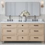 Ariel Monroe 72" Free Standing Double Basin Vanity Set with Cabinet and Quartz Vanity Top White Oak