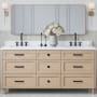 Ariel Monroe 72" Free Standing Double Basin Vanity Set with Cabinet and Quartz Vanity Top White Oak