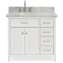 Ariel Kensington 36" Thick Carrara Marble Vanity Top White
