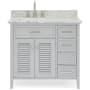 Ariel Kensington 37" Free Standing Single Rectangular Basin Vanity Set with Left Offset Cabinet and 3/4" Thick Carrara Marble Vanity Top Grey