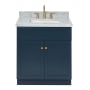 Ariel Hamlet 31" Free Standing Single Basin Vanity Set with Cabinet and Marble Vanity Top Midnight Blue / Carrara White Top