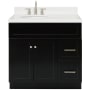 Ariel Hamlet 36" Free Standing Single Basin Vanity Set with Cabinet, Quartz Vanity Top, and Left Offset Oval Bathroom Sink Black