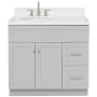 Ariel Hamlet 36" Free Standing Single Basin Vanity Set with Cabinet, Quartz Vanity Top, and Left Offset Oval Bathroom Sink Grey