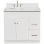 Ariel Hamlet 36" Free Standing Single Basin Vanity Set with Cabinet, Quartz Vanity Top, and Left Offset Oval Bathroom Sink White