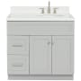 Ariel Hamlet 36" Free Standing Single Basin Vanity Set with Cabinet, Quartz Vanity Top, and Right Offset Oval Bathroom Sink Grey