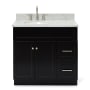 Ariel Hamlet 36" Free Standing Single Basin Vanity Set with Cabinet and Marble Vanity Top Black / Carrara White Top