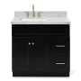Ariel Hamlet 36" Free Standing Single Basin Vanity Set with Cabinet and Marble Vanity Top Black / Carrara White Top