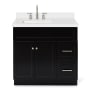Ariel Hamlet 36" Free Standing Single Basin Vanity Set with Cabinet and Quartz Vanity Top Black / Pure White Top