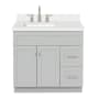 Ariel Hamlet 36" Free Standing Single Basin Vanity Set with Cabinet and Quartz Vanity Top Grey / Pure White Top