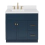 Ariel Hamlet 36" Free Standing Single Basin Vanity Set with Cabinet and Quartz Vanity Top Midnight Blue / Pure White Top
