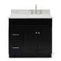 Ariel Hamlet 36" Free Standing Single Basin Vanity Set with Cabinet and Marble Vanity Top Black / Carrara White Top