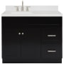 Ariel Hamlet 42" Free Standing Single Basin Vanity Set with Cabinet, Quartz Vanity Top, and Left Offset Rectangular Bathroom Sink Black