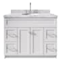 Ariel Hamlet 43" Free Standing Single Basin Vanity Set with Cabinet and Marble Vanity Top White