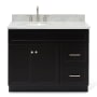 Ariel Hamlet 42" Free Standing Single Basin Vanity Set with Cabinet and Marble Vanity Top Black / Carrara White Top