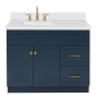Ariel Hamlet 42" Free Standing Single Basin Vanity Set with Cabinet and Quartz Vanity Top Midnight Blue / Pure White Top